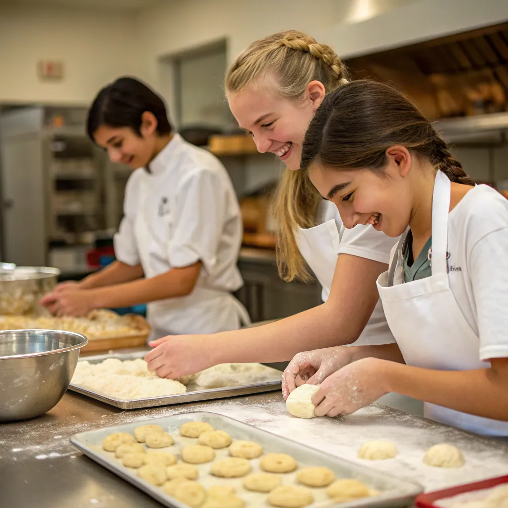 Students in a baking class